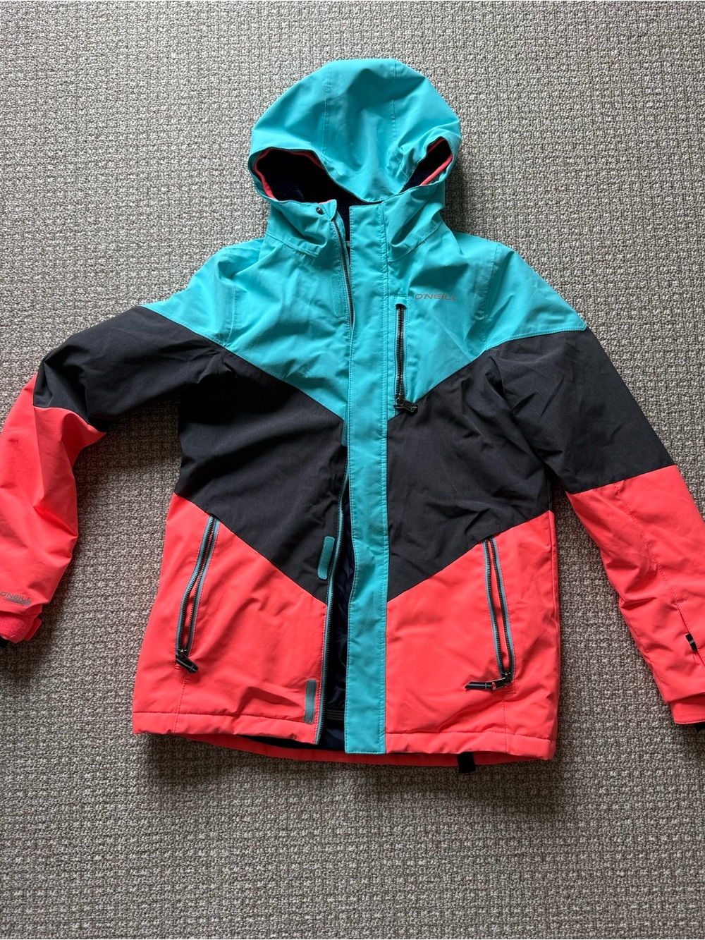 O'Neill Kids Teal, Black & Coral Colorblock Ski Jacket